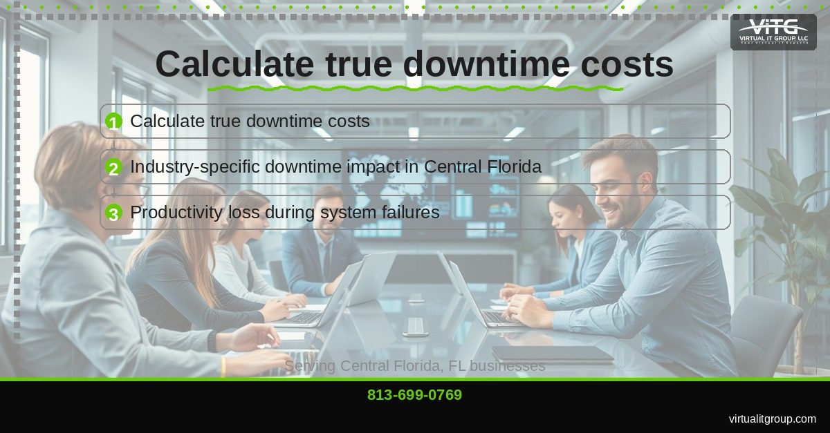 Central Florida business owner reviewing unpredictable IT costs on laptop
